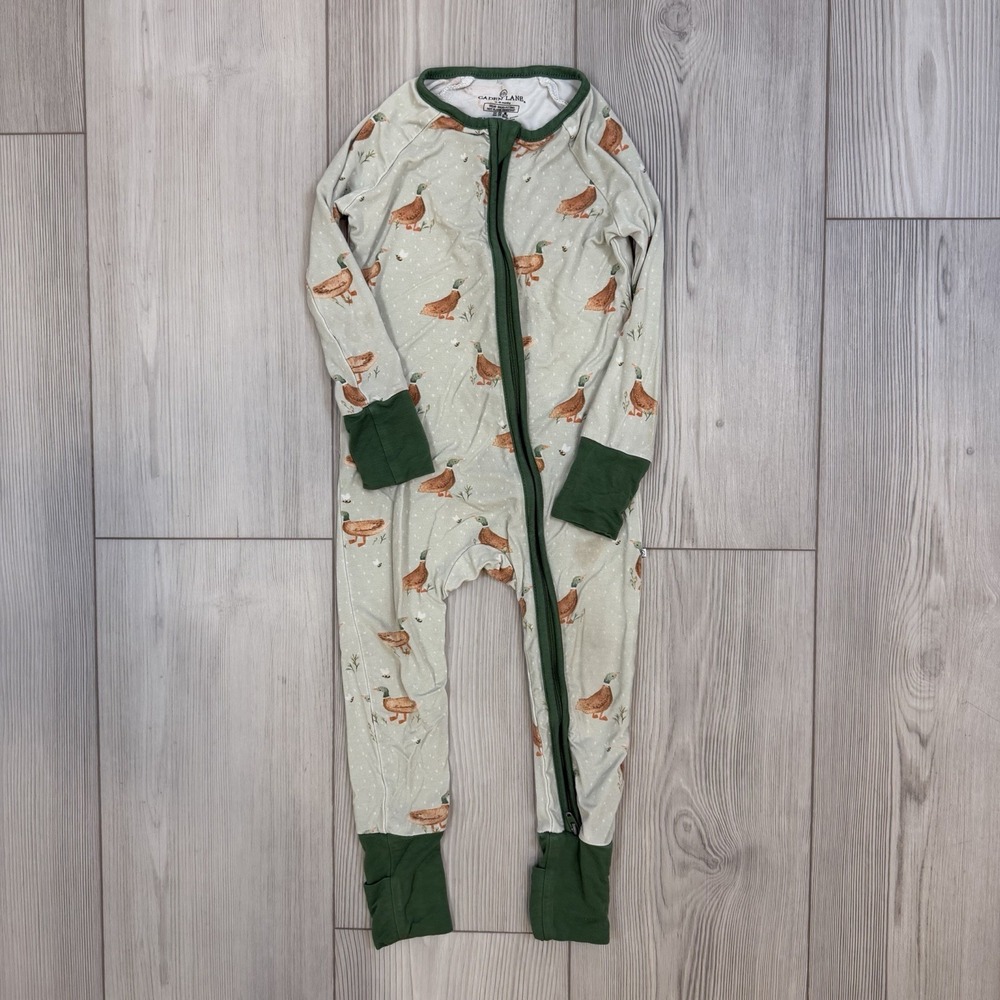 Caden Lane 12-18M Duck Motif Bamboo One Piece Convertible Zip Romper